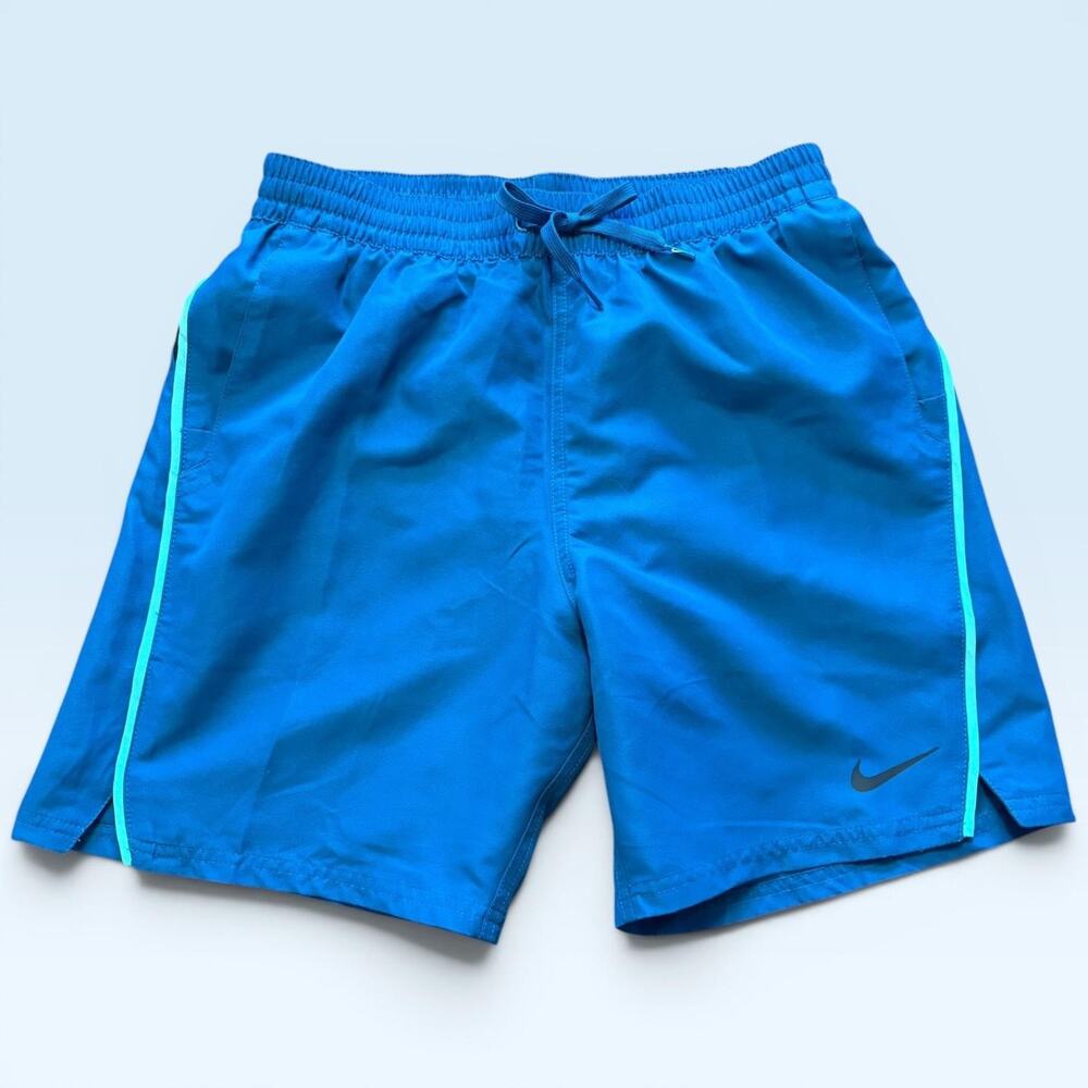 Nike Swim Shorts Mens Small Blue Lined Quick Dry Drawstring Pockets Elastic